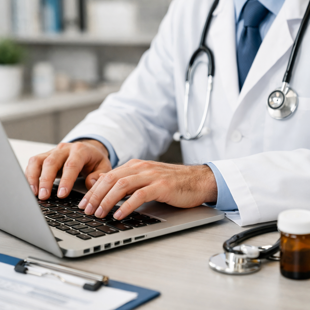 Doctor Typing on Computer-1-1