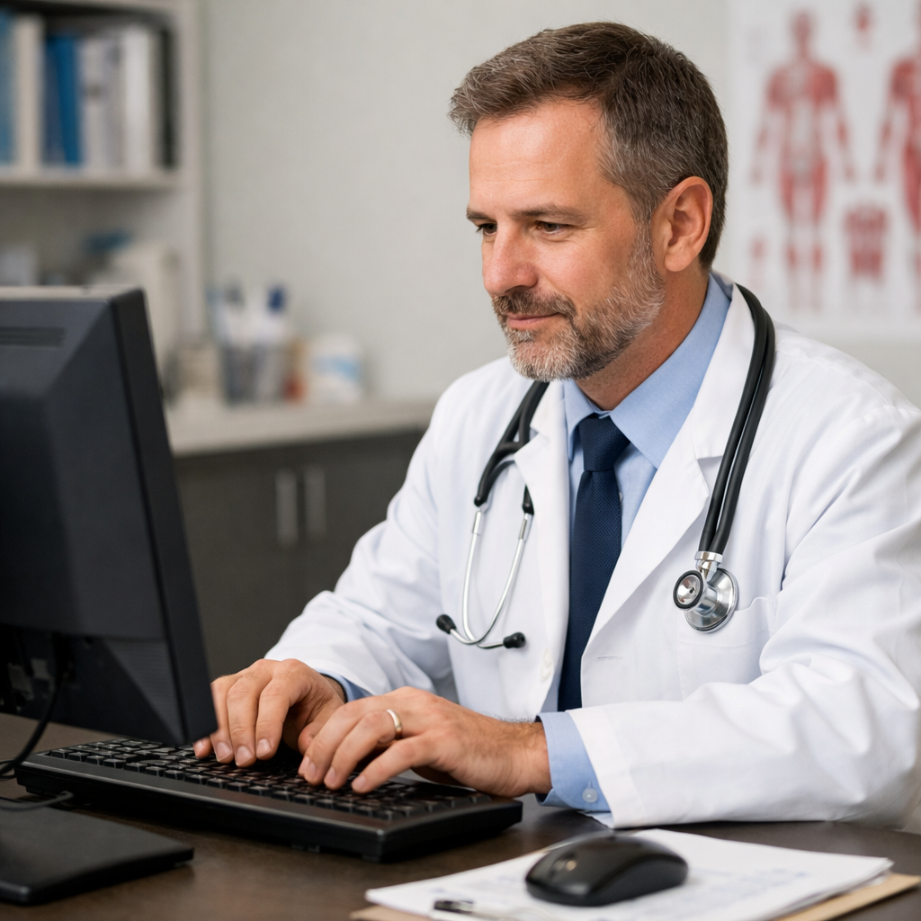 Doctor Typing on Computer-1