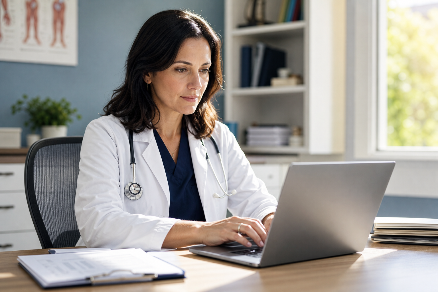 Female Doctor Typing on Computer-2