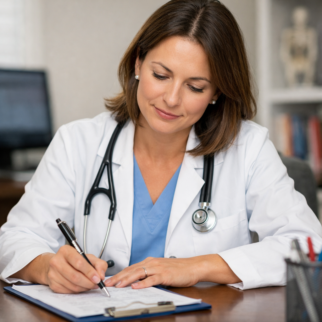 Woman Doctor Writing