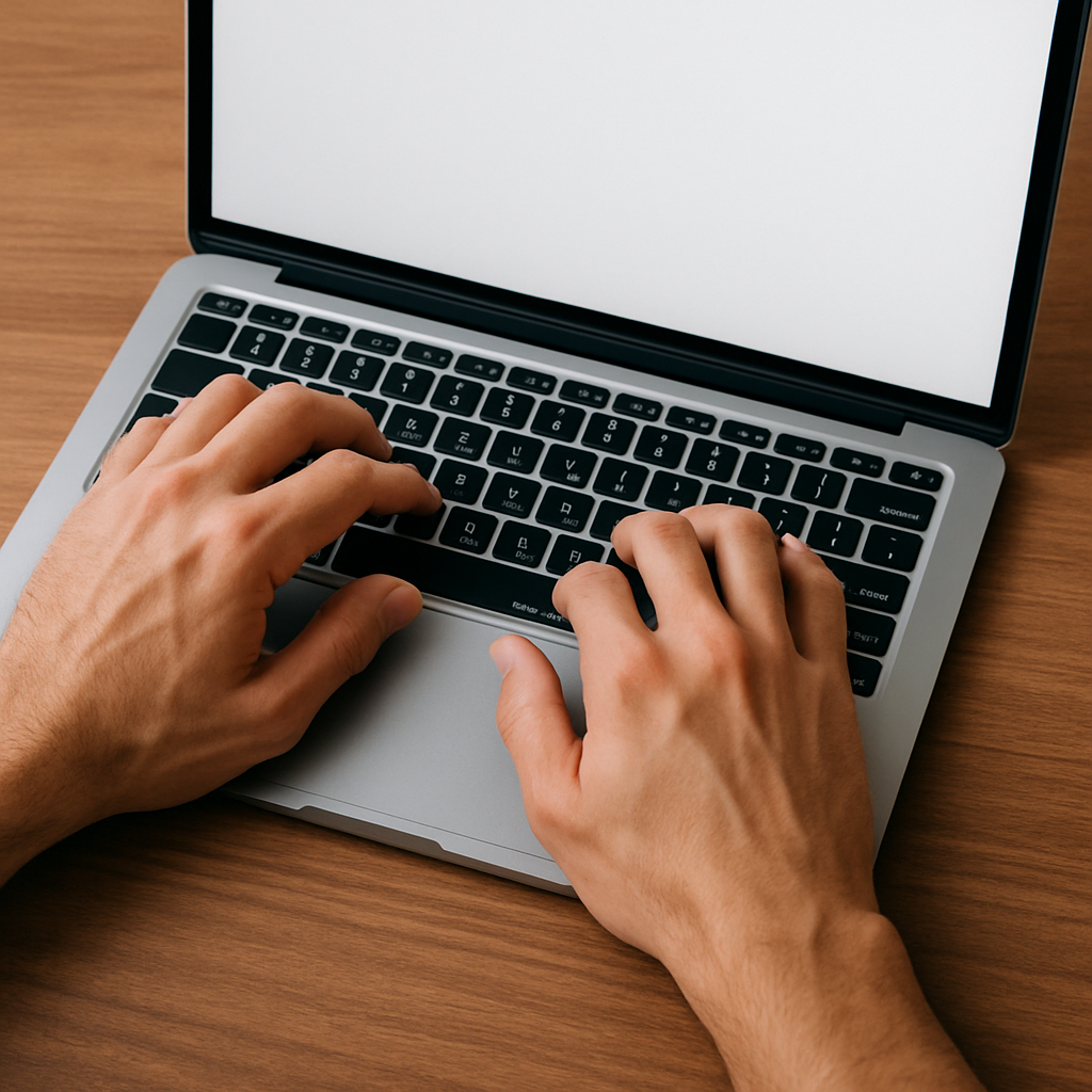 hands typing on computer