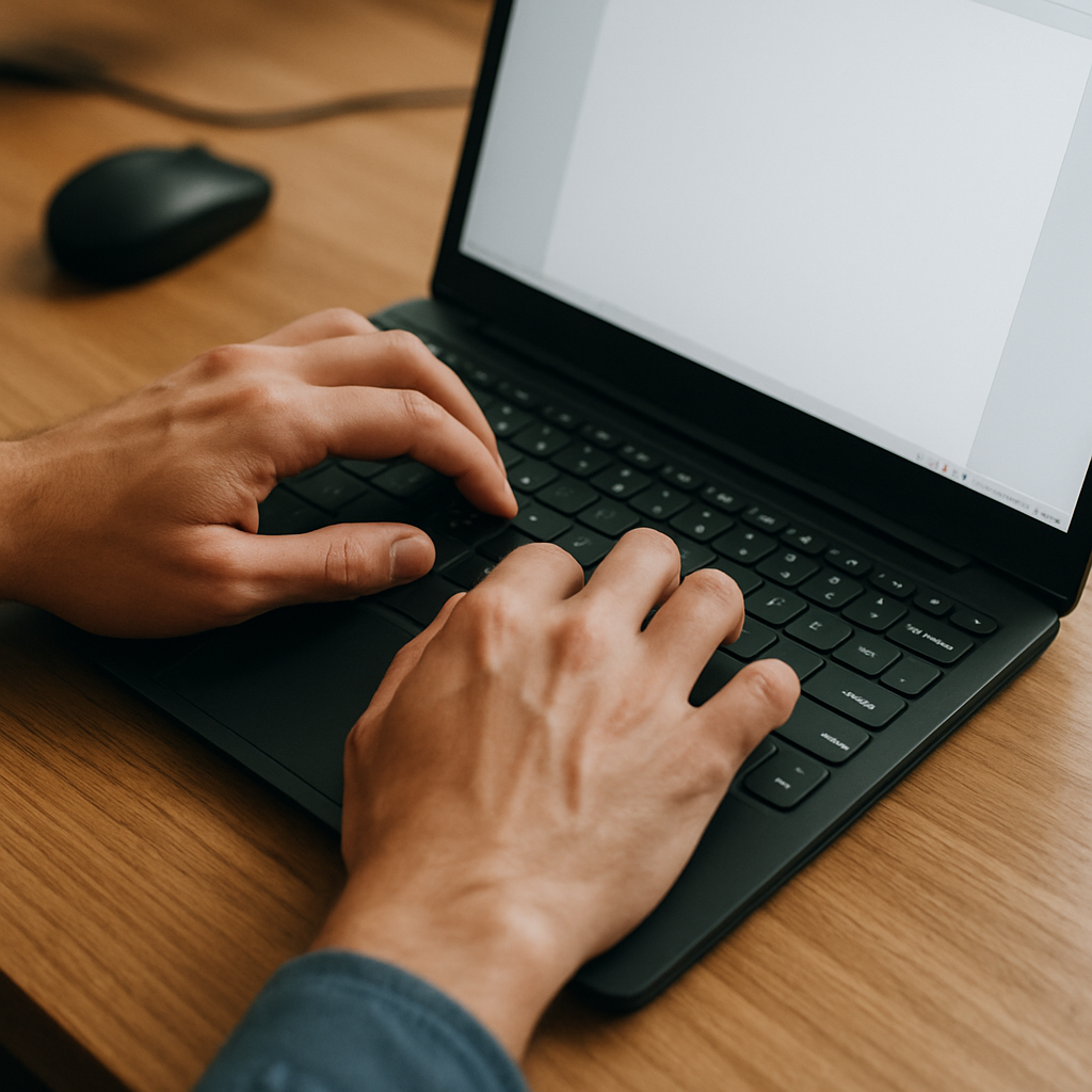 hands working on a computer-1