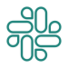 Green Slack logo consisting of four bent rectangles arranged in a cross shape on a light gray background.